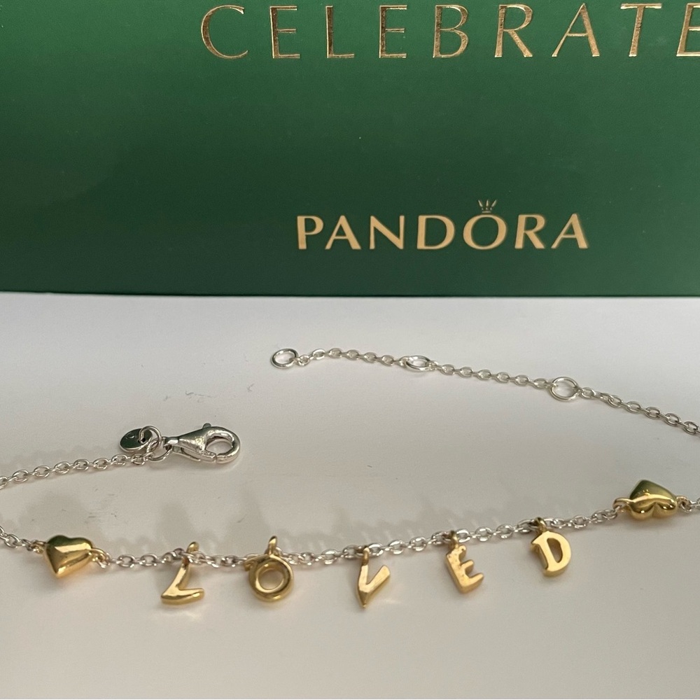 Pandora Gold and Silver 'Loved' Bracelet Dainty Bracelet